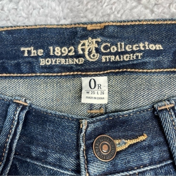 Abercrombie & Fitch Jeans Womens 0 Boyfriend Straight Distressed Button Fly Dark - Picture 3 of 3